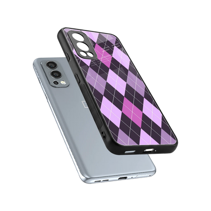 Argyle Purple sleek oneplus nord 2 cover with tempered glass back and TPU edges