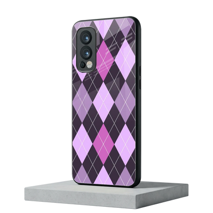 Argyle Purple oneplus nord 2 mobile cover | shockproof glass phone case