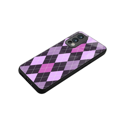 Argyle Purple stylish phone case for oneplus nord 2 | glossy glass and slim fit
