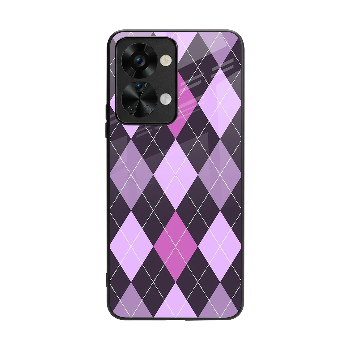 Argyle Purple back phone cover | glass case for oneplus nord 2t