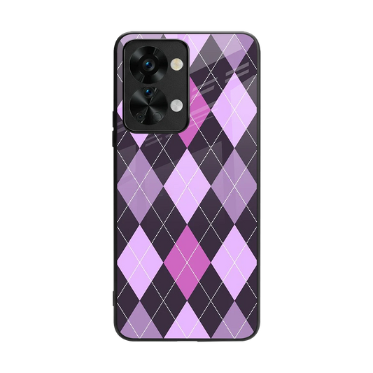 Argyle Purple back phone cover | glass case for oneplus nord 2t