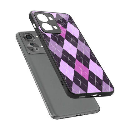 Argyle Purple sleek oneplus nord 2t cover with tempered glass back and TPU edges