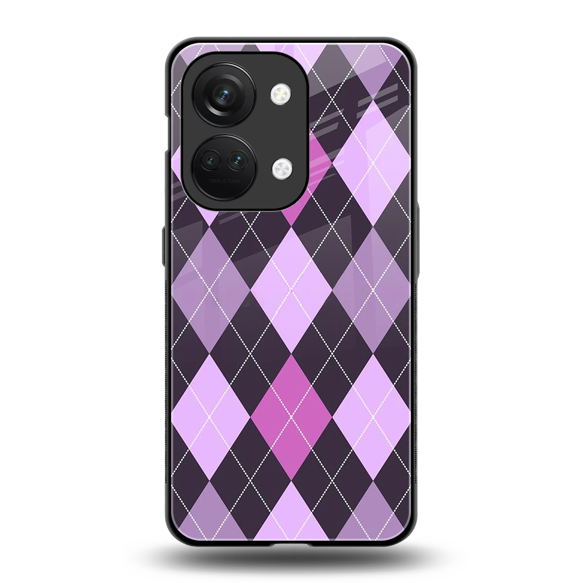 Argyle Purple back phone cover | glass case for oneplus nord 3