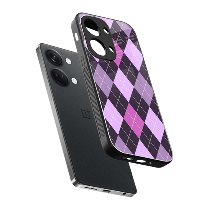 Argyle Purple sleek oneplus nord 3 cover with tempered glass back and TPU edges