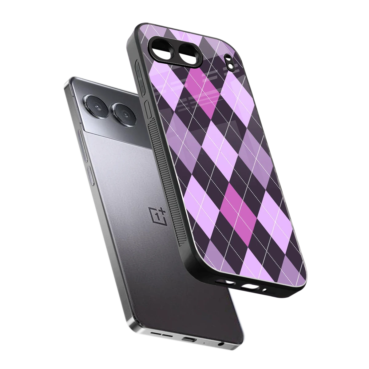 Argyle Purple sleek oneplus nord 4 cover with tempered glass back and TPU edges