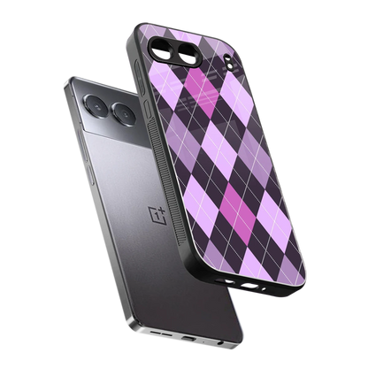 Argyle Purple sleek oneplus nord 4 cover with tempered glass back and TPU edges
