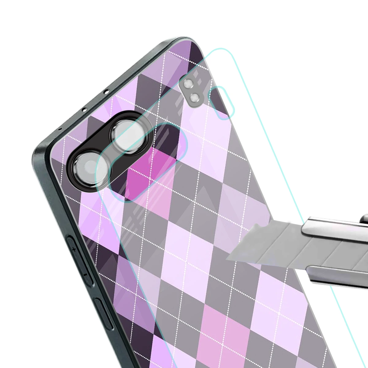 Argyle Purple stylish phone case for oneplus nord 4 | glossy glass and slim fit