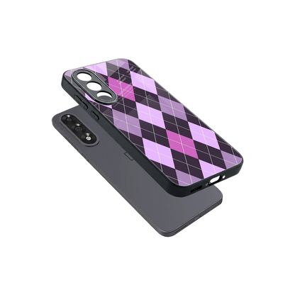 Argyle Purple sleek oneplus nord 5 cover with tempered glass back and TPU edges