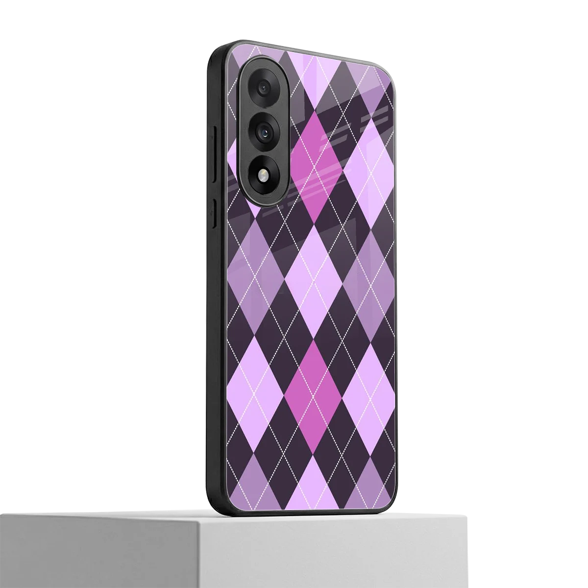 Argyle Purple oneplus nord 5 mobile cover | shockproof glass phone case
