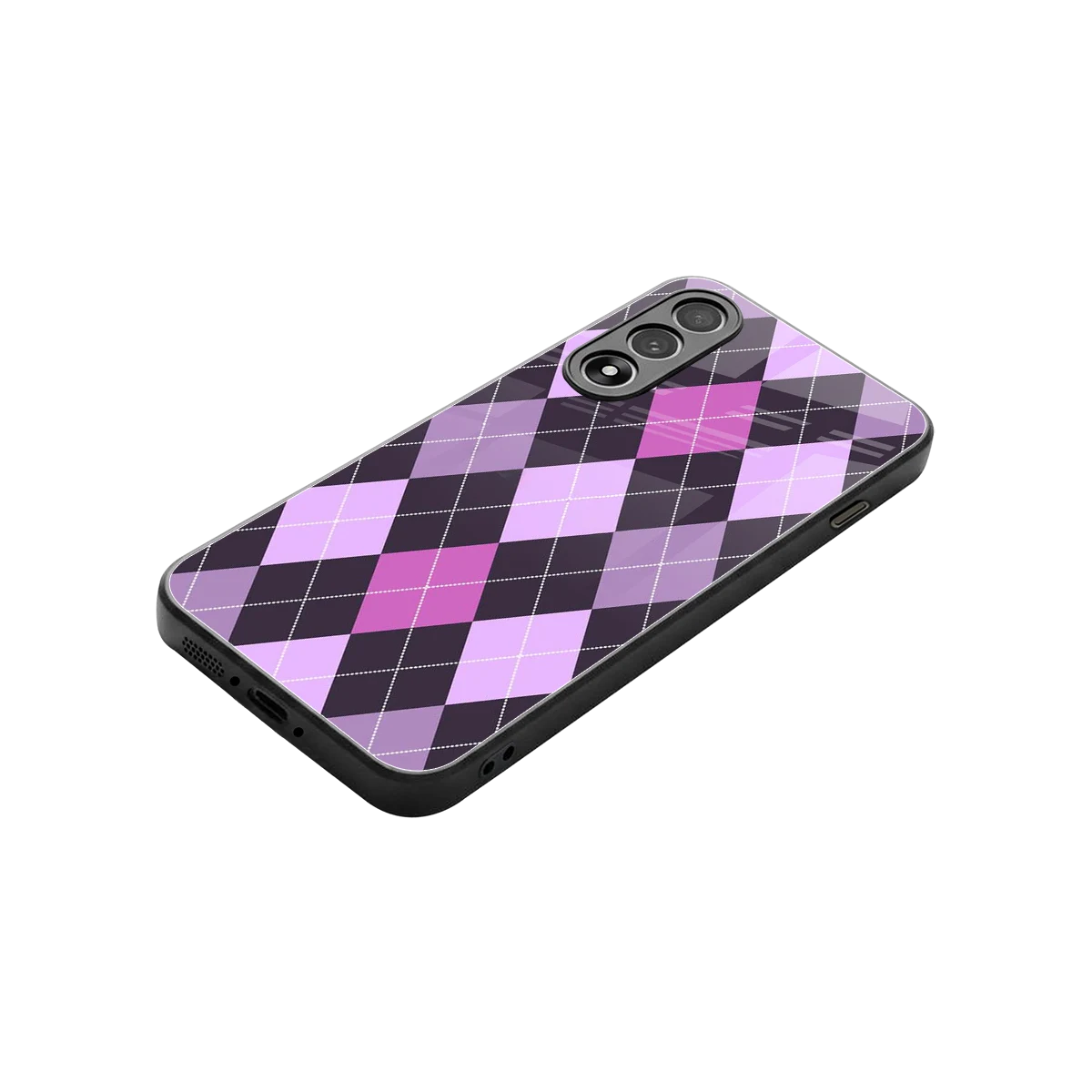 Argyle Purple stylish phone case for oneplus nord 5 | glossy glass and slim fit