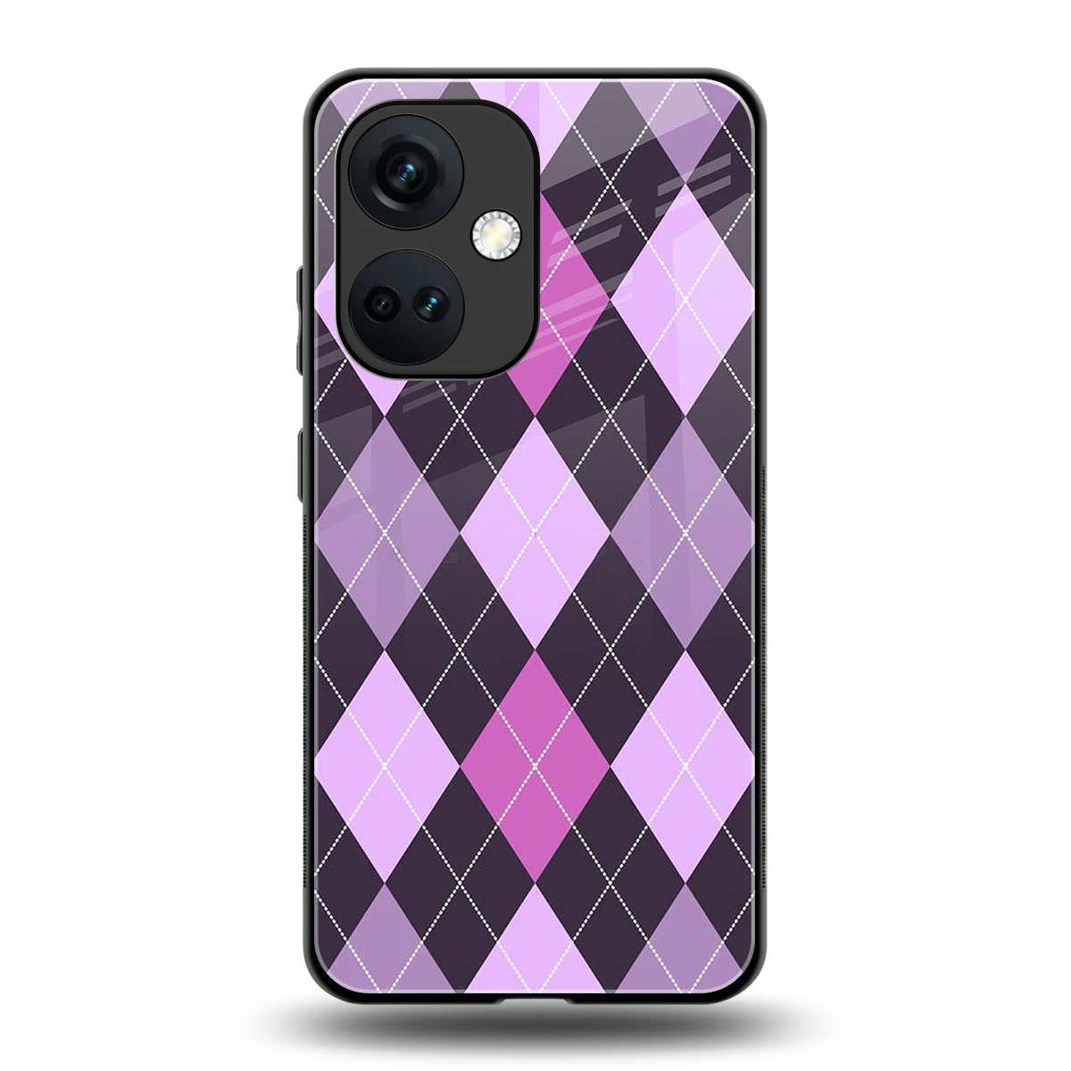 Argyle Purple back phone cover | glass case for oneplus nord ce 3