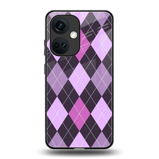 Argyle Purple back phone cover | glass case for oneplus nord ce 3