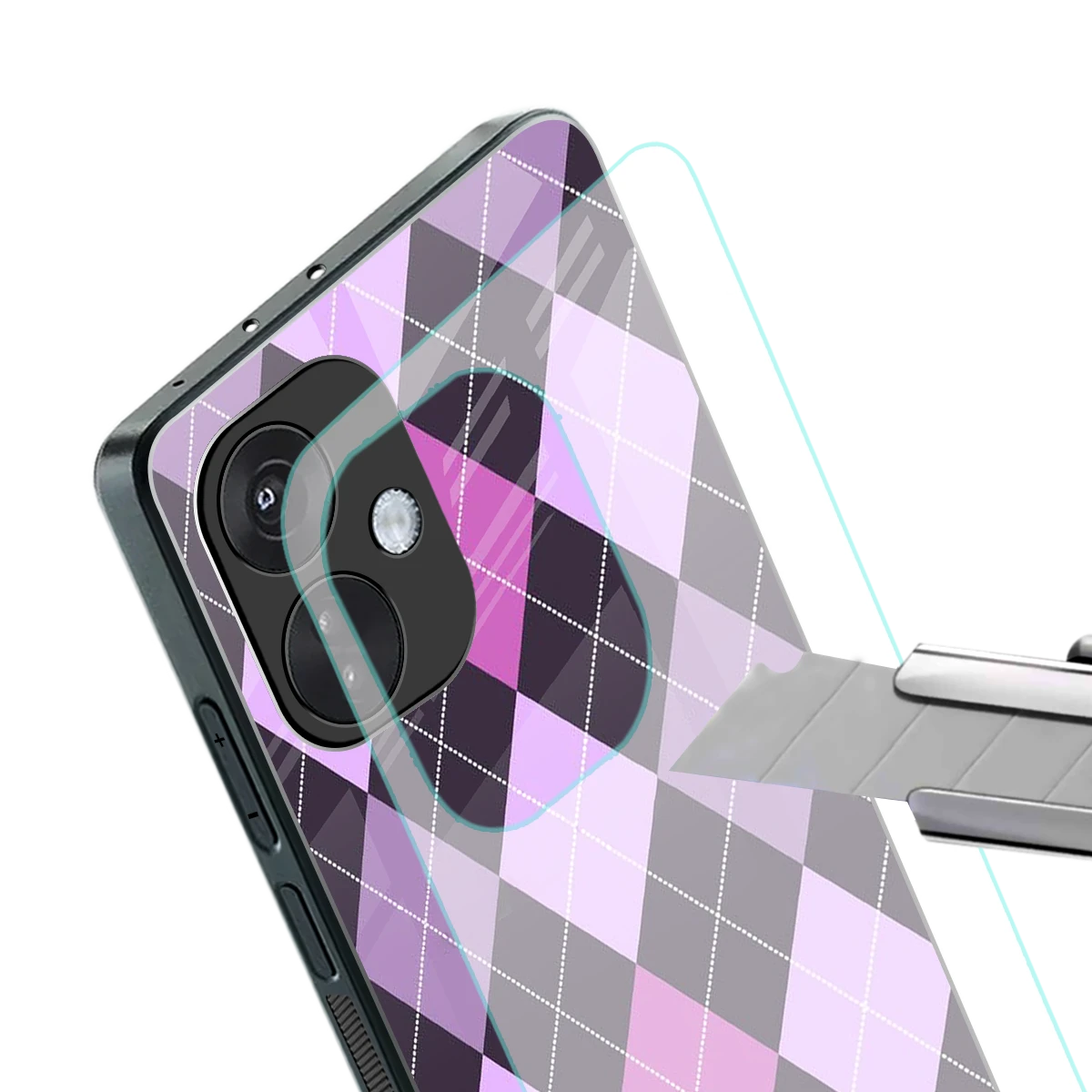 Argyle Purple stylish phone case for oneplus nord ce 3 | glossy glass and slim fit