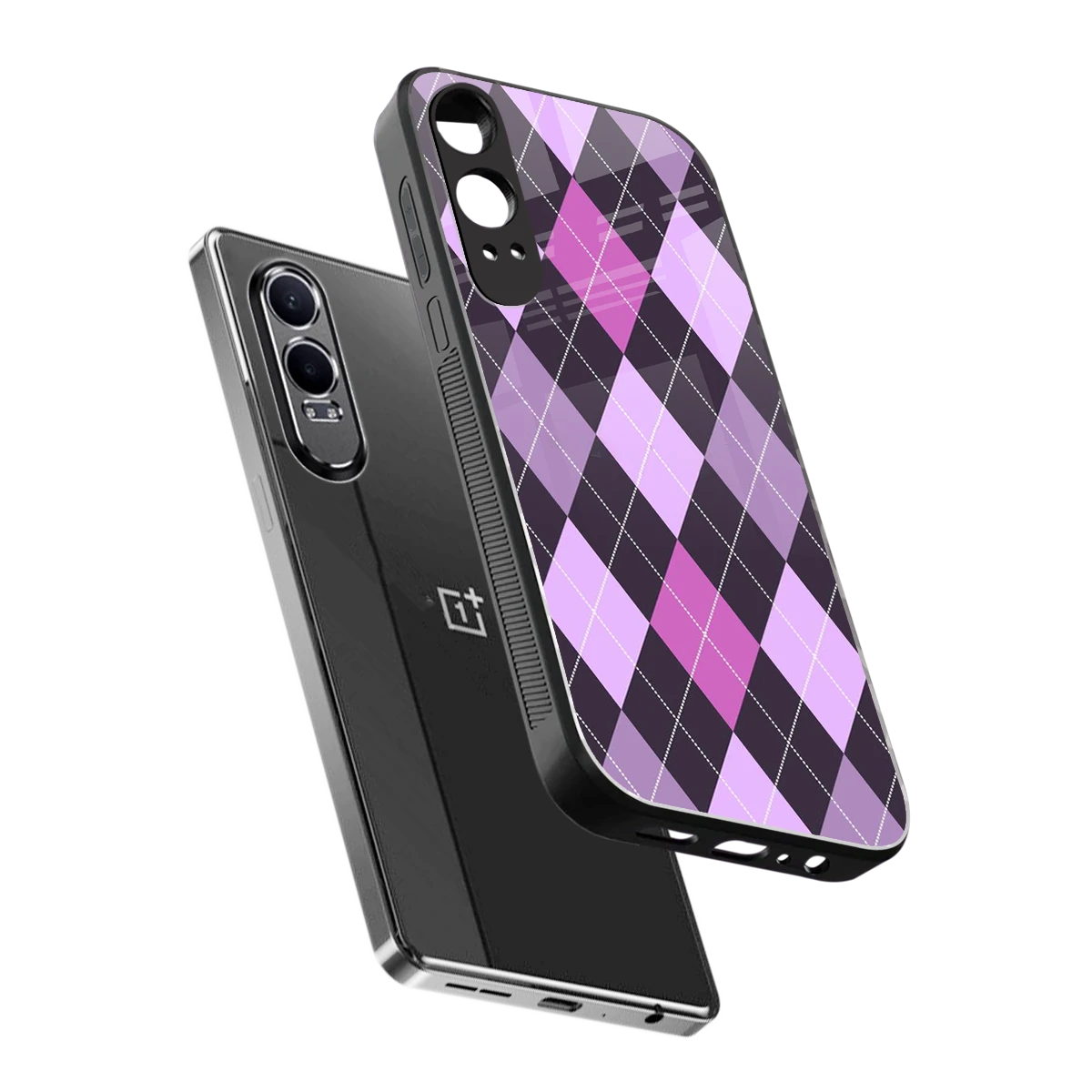 Argyle Purple sleek oneplus nord ce 4 lite cover with tempered glass back and TPU edges