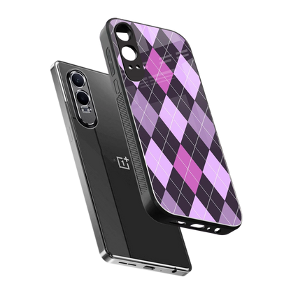 Argyle Purple sleek oneplus nord ce 4 lite cover with tempered glass back and TPU edges
