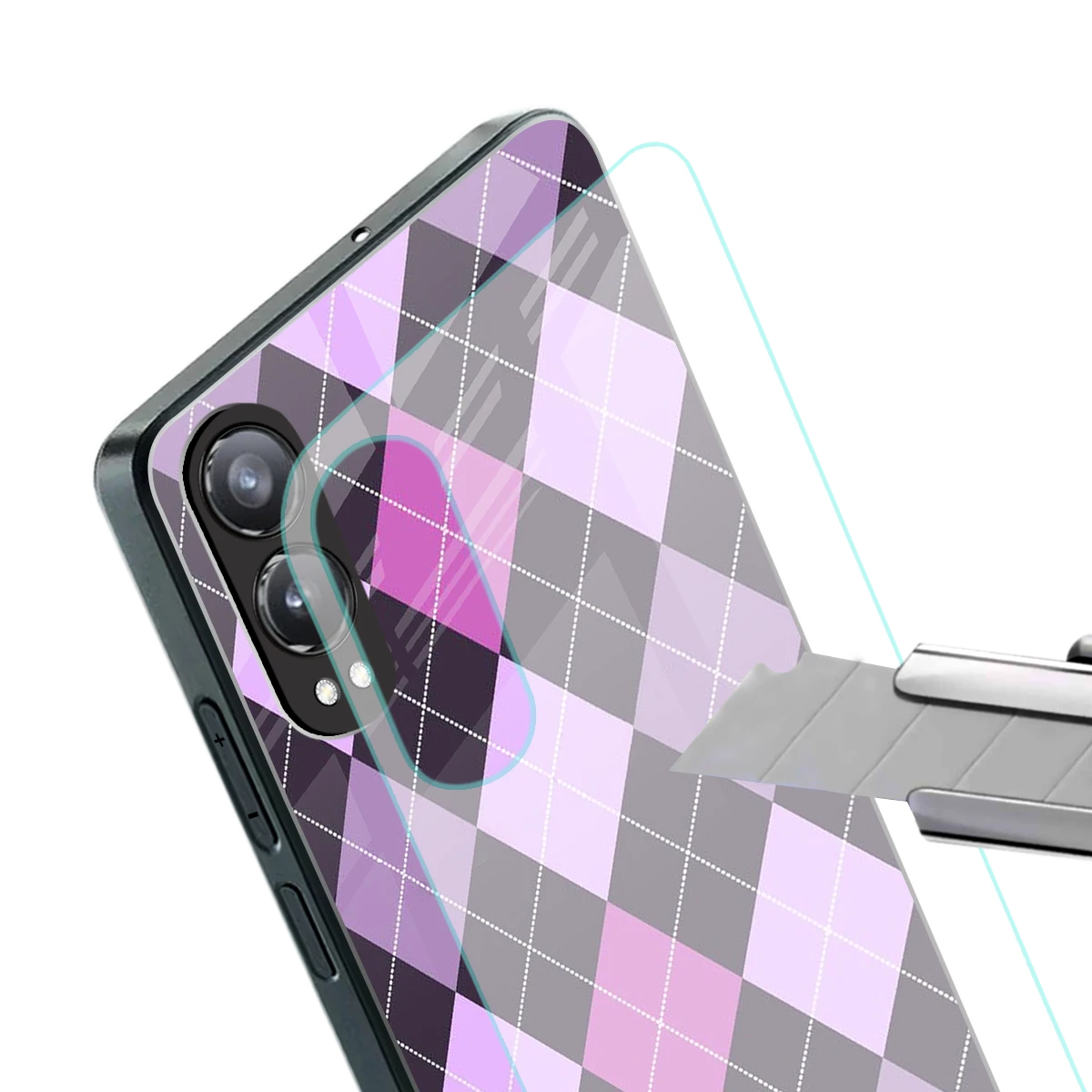 Argyle Purple stylish phone case for oneplus nord ce 4 lite | glossy glass and slim fit