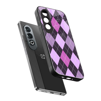 Argyle Purple sleek oneplus nord ce 4 cover with tempered glass back and TPU edges