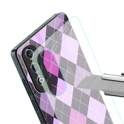 Argyle Purple stylish phone case for oneplus nord ce 4 | glossy glass and slim fit