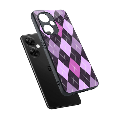 Argyle Purple sleek oneplus nord ce 3 lite cover with tempered glass back and TPU edges