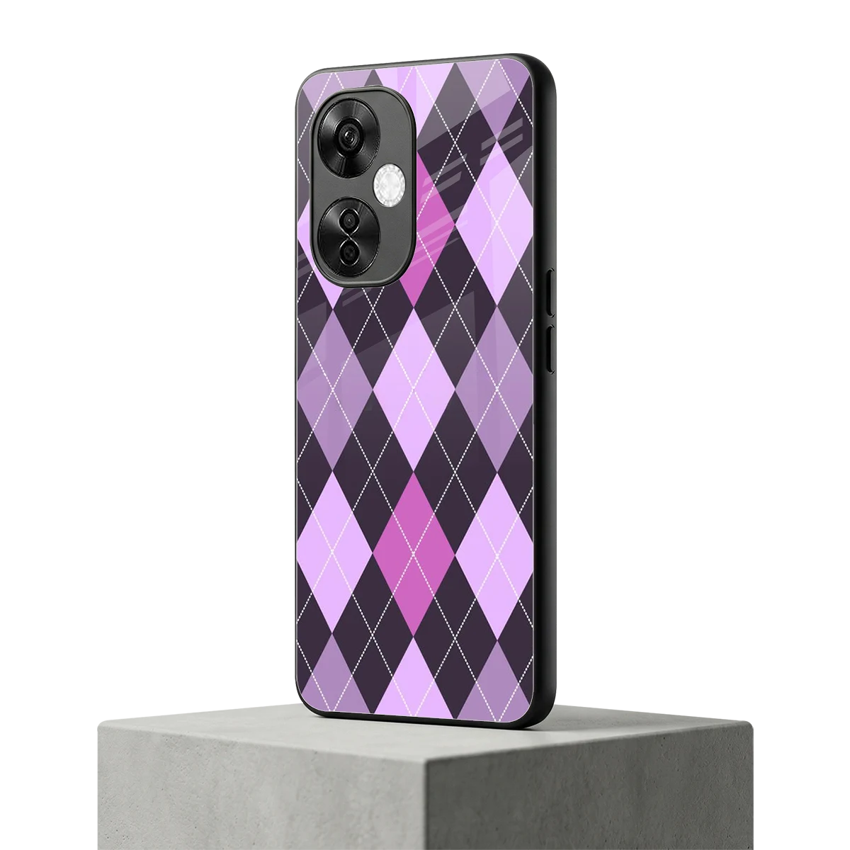 Argyle Purple oneplus nord ce 3 lite mobile cover | shockproof glass phone case