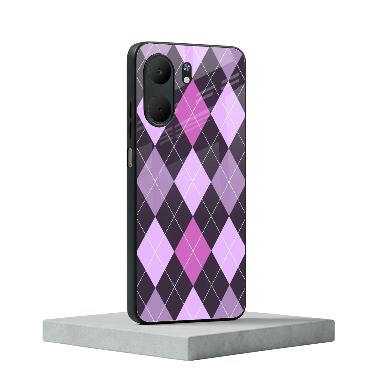 Argyle Purple oppo a5x 5g mobile cover | shockproof glass phone case