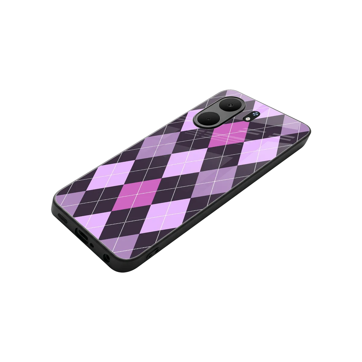 Argyle Purple stylish phone case for oppo a5x 5g | glossy glass and slim fit