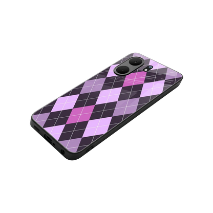 Argyle Purple stylish phone case for oppo a5x 5g | glossy glass and slim fit