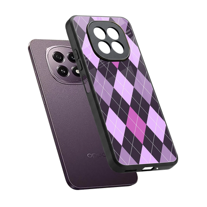 Argyle Purple sleek oppo f29 5g cover with tempered glass back and TPU edges