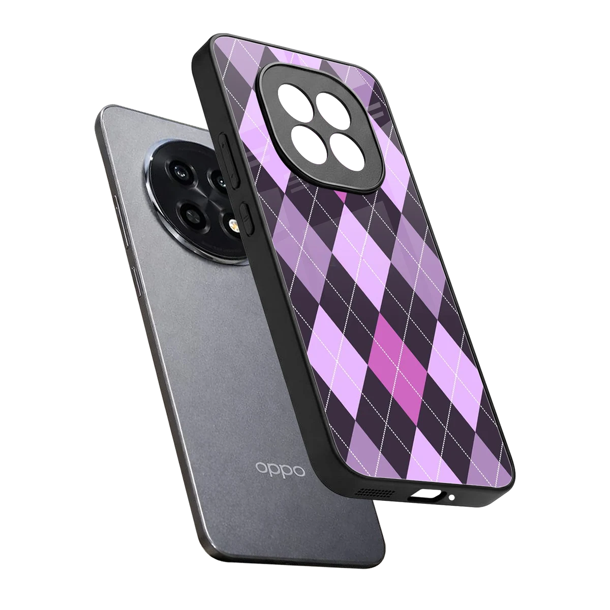 Argyle Purple sleek oppo f29 pro 5g cover with tempered glass back and TPU edges