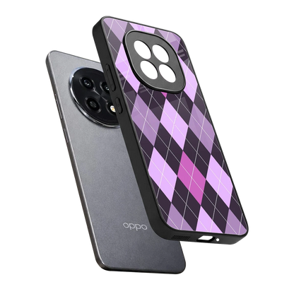 Argyle Purple sleek oppo f29 pro 5g cover with tempered glass back and TPU edges