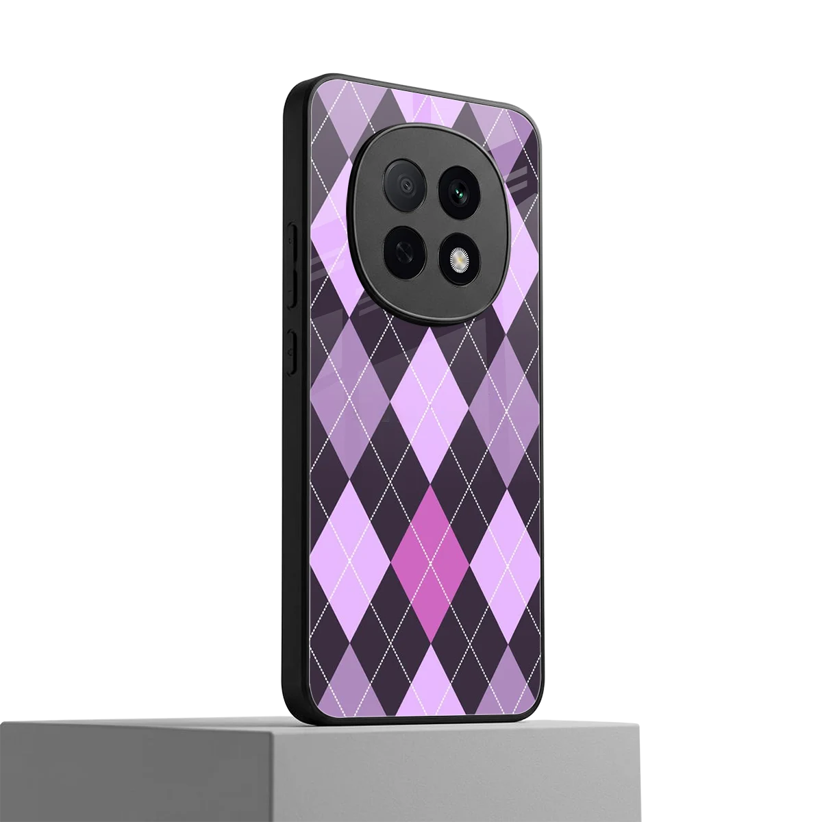 Argyle Purple oppo f29 pro 5g mobile cover | shockproof glass phone case
