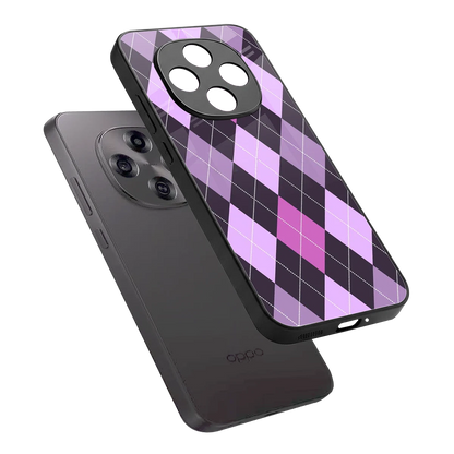 Argyle Purple sleek oppo f31 pro 5g cover with tempered glass back and TPU edges