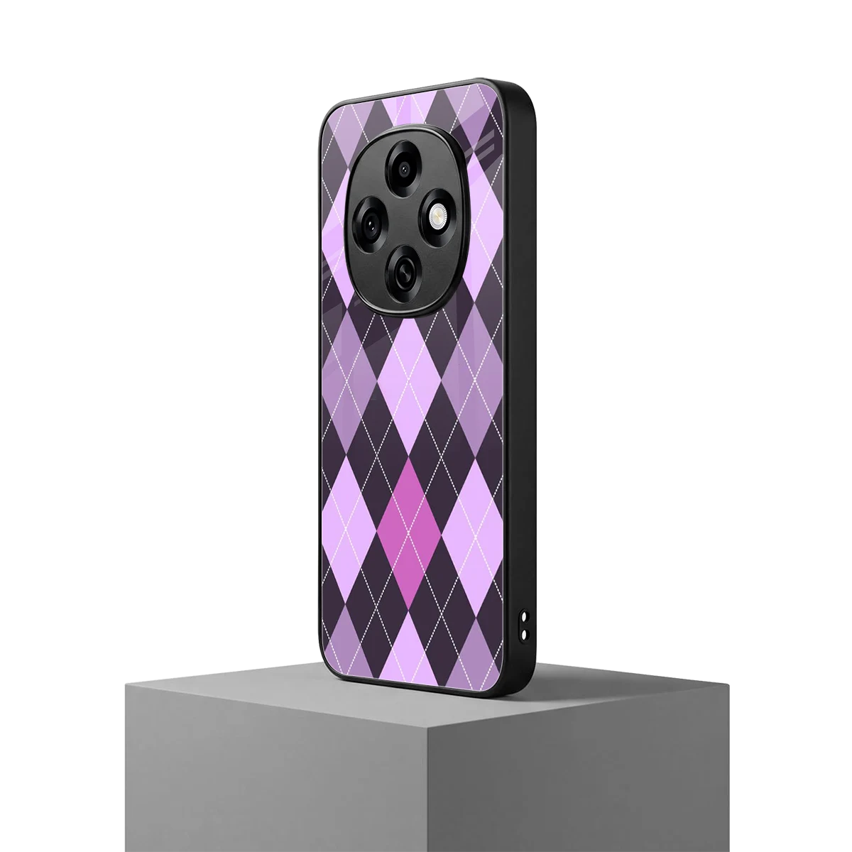 Argyle Purple oppo f31 pro 5g mobile cover | shockproof glass phone case