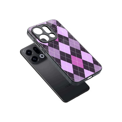 Argyle Purple sleek oppo find x9 cover with tempered glass back and TPU edges