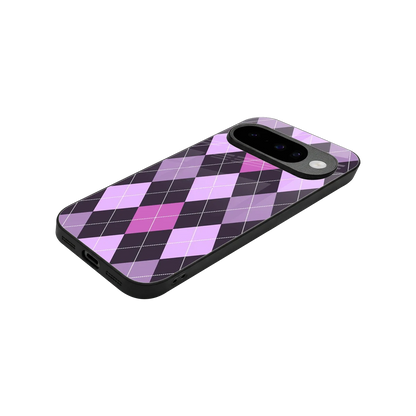 Argyle Purple stylish phone case for google pixel 10 | glossy glass and slim fit