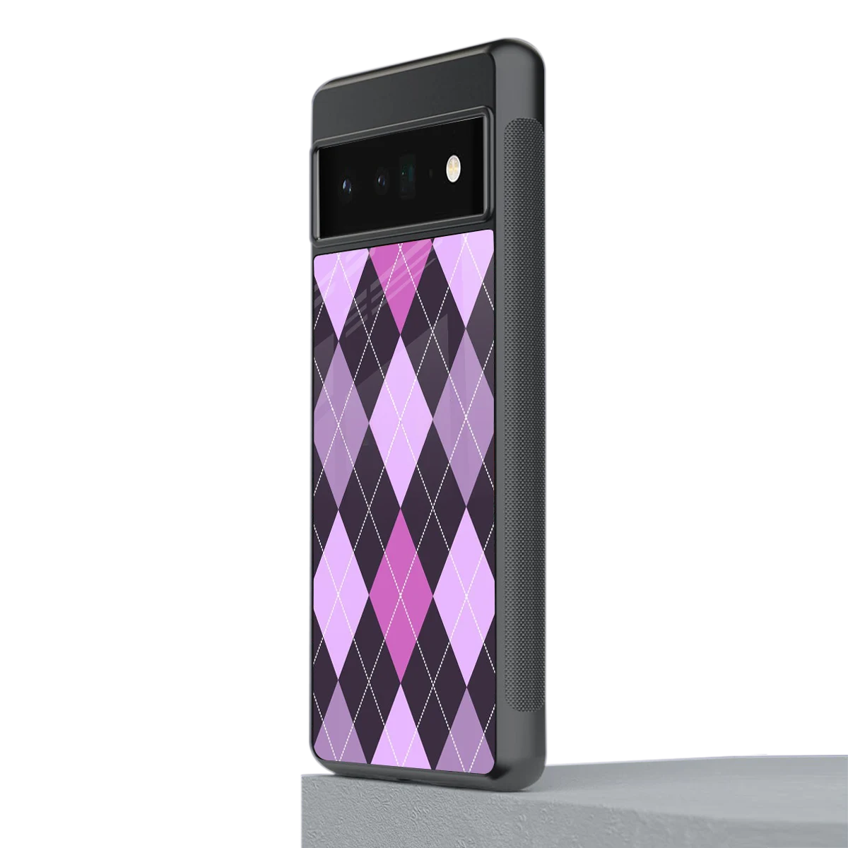 Argyle Purple stylish phone case for google pixel 6 pro | glossy glass and slim fit
