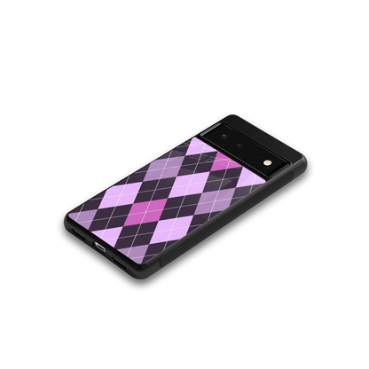 Argyle Purple google pixel 6a mobile cover | shockproof glass phone case