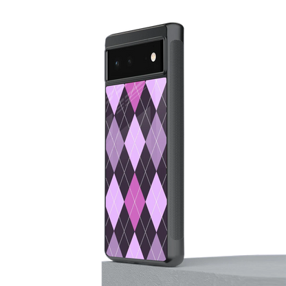 Argyle Purple stylish phone case for google pixel 6 | glossy glass and slim fit