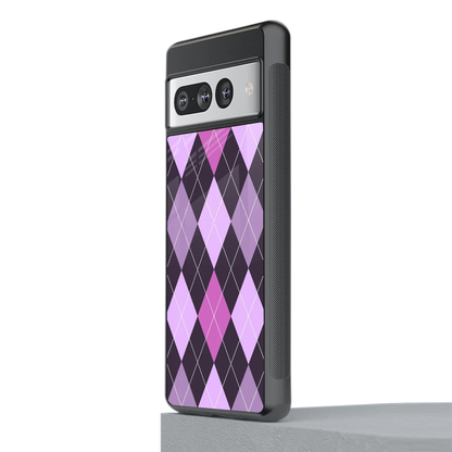 Argyle Purple stylish phone case for google pixel 7 pro | glossy glass and slim fit