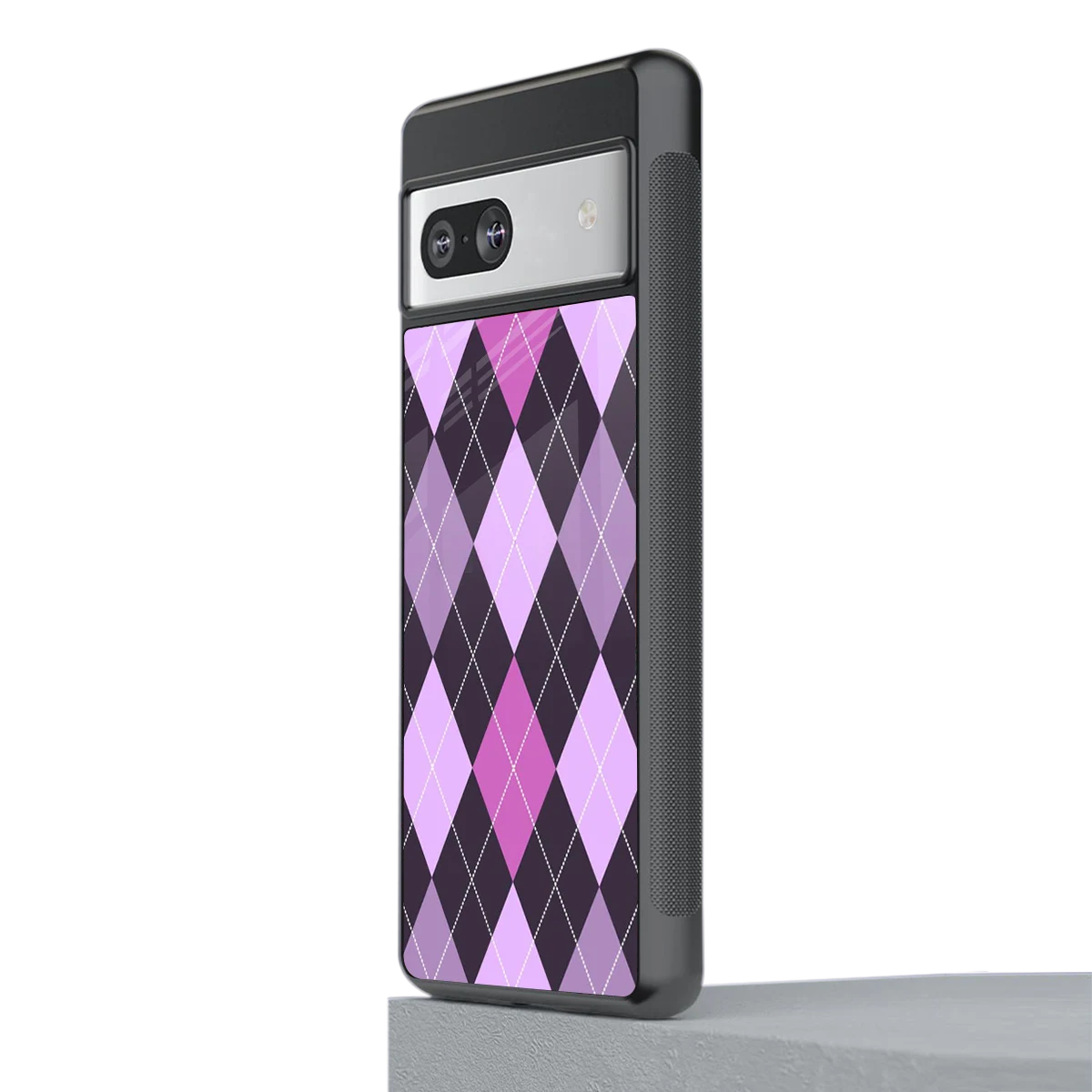 Argyle Purple stylish phone case for google pixel 7a | glossy glass and slim fit