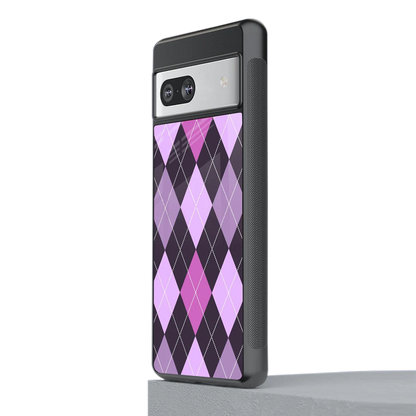 Argyle Purple stylish phone case for google pixel 7 | glossy glass and slim fit