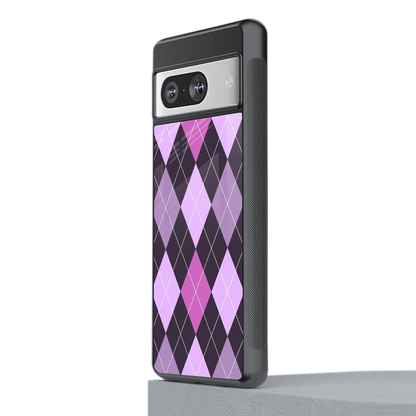 Argyle Purple stylish phone case for google pixel 8 | glossy glass and slim fit