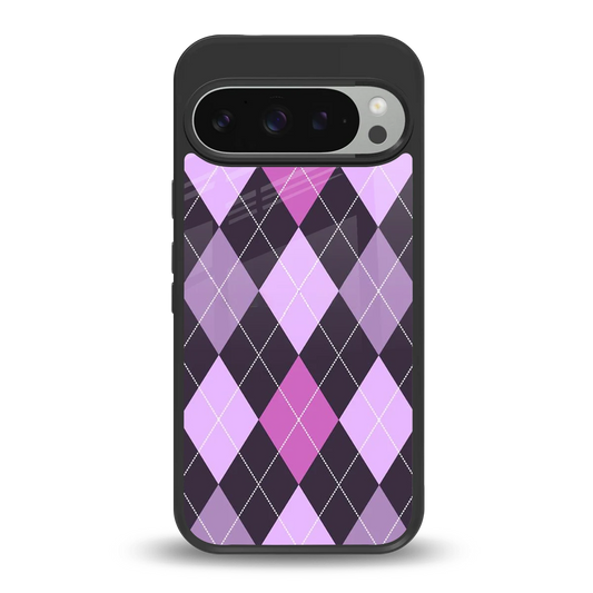 Argyle Purple back phone cover | glass case for google pixel 9 pro xl
