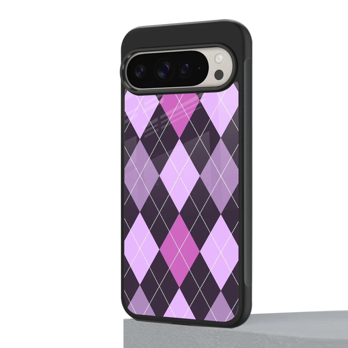 Argyle Purple google pixel 9 pro xl mobile cover | shockproof glass phone case