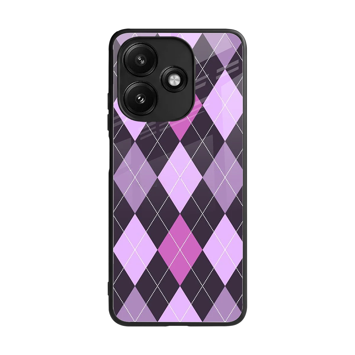 Argyle Purple back phone cover | glass case for redmi 12 5g