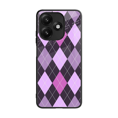 Argyle Purple back phone cover | glass case for redmi 12 5g
