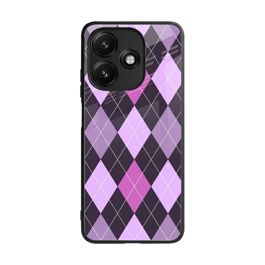 Argyle Purple back phone cover | glass case for redmi 12 5g