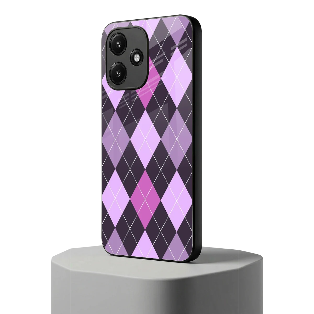 Argyle Purple redmi 12 5g mobile cover | shockproof glass phone case