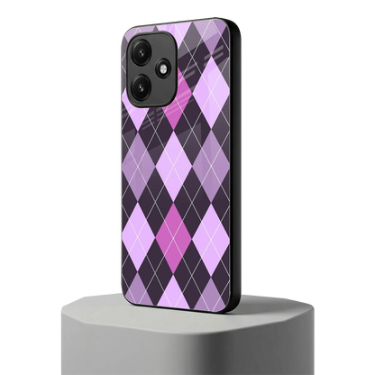 Argyle Purple redmi 12 5g mobile cover | shockproof glass phone case
