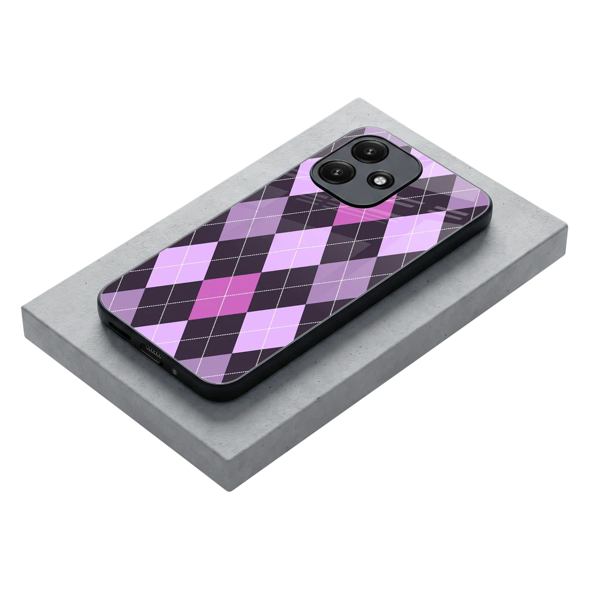 Argyle Purple stylish phone case for redmi 12 5g | glossy glass and slim fit
